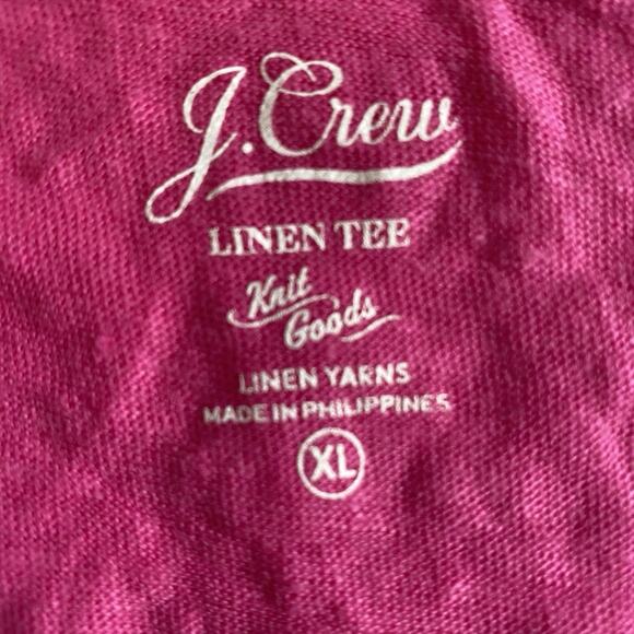J.Crew Womens 100% Linen Tee Shirt Stretch Short Sleeve Sz XL Candy Pink NWT - Picture 3 of 11